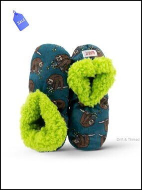 Fleece-Lined Fuzzy Slipper Socks Sloth Animal Non-Slip Cozy House Slippers
